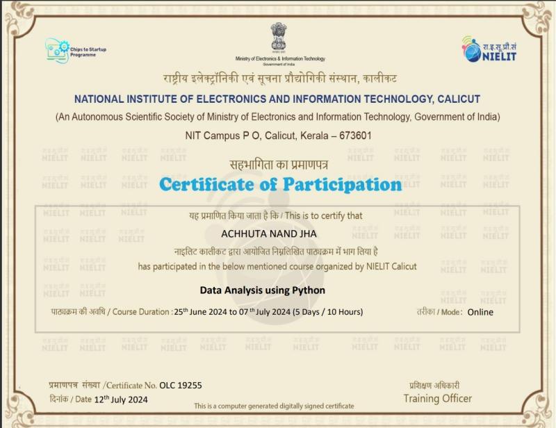 Data Analysis NIELIT